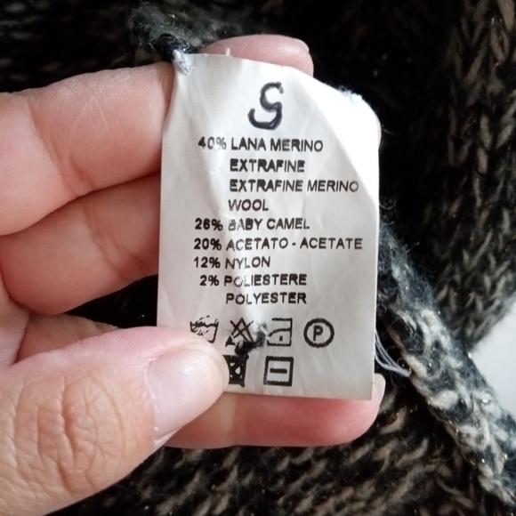 Roberto Collina  Black/White Merino Wool & Baby Camel Knit Midi Cardigan s Large - Picture 8 of 12